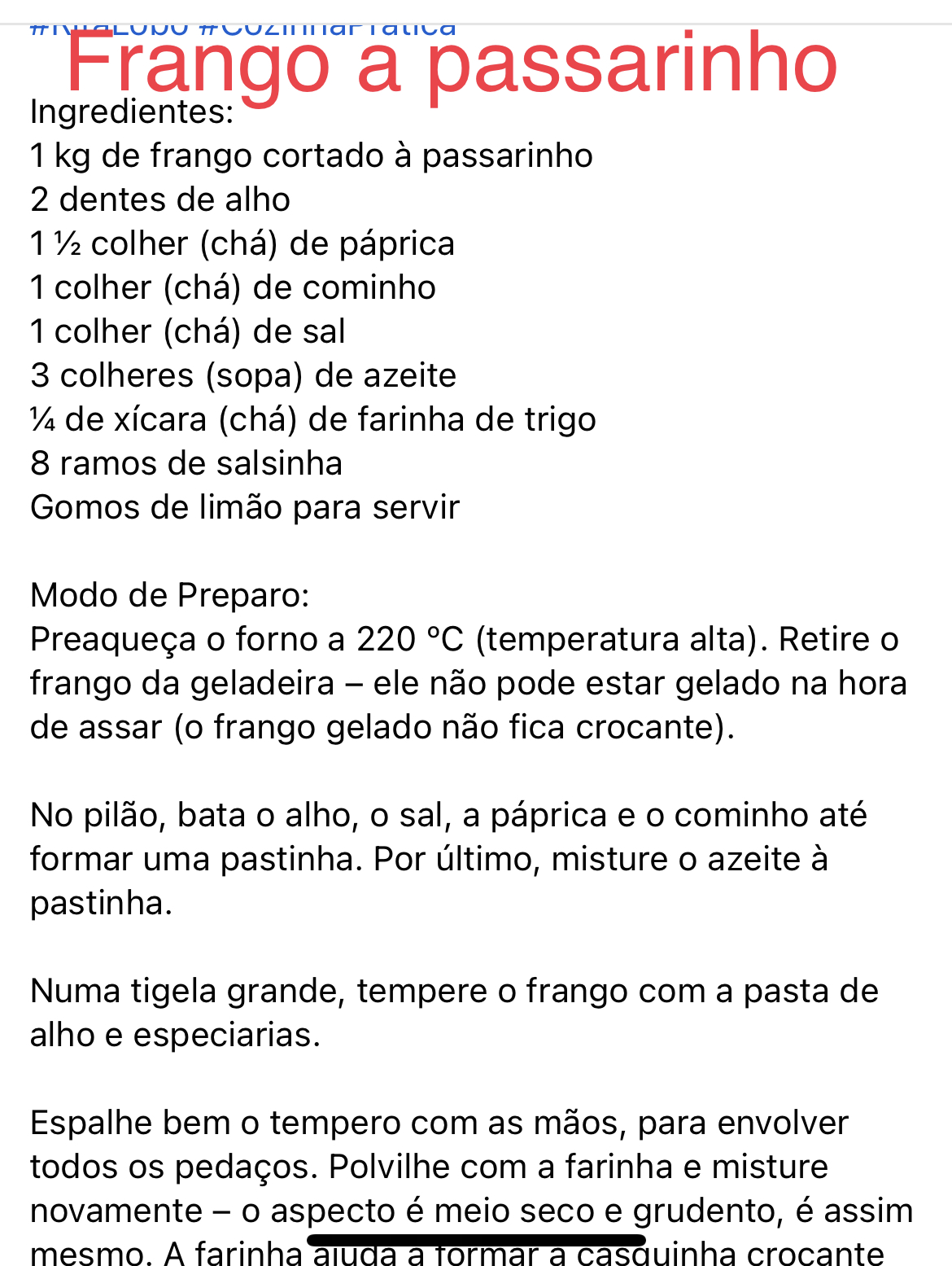 Frango a Passarinho na Air Fryer